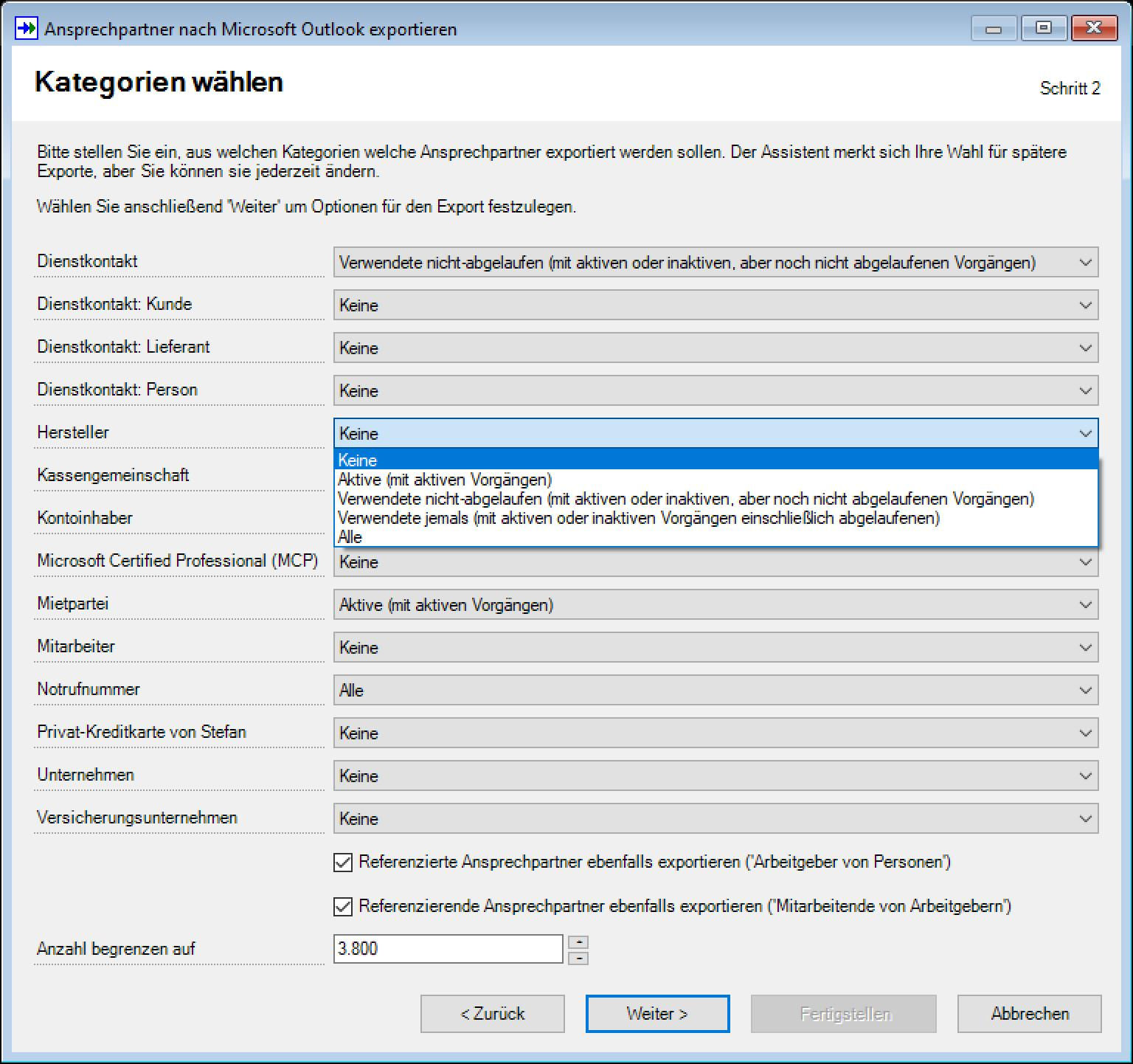 SF Ordnerplan Kategorien für Outlook wählen